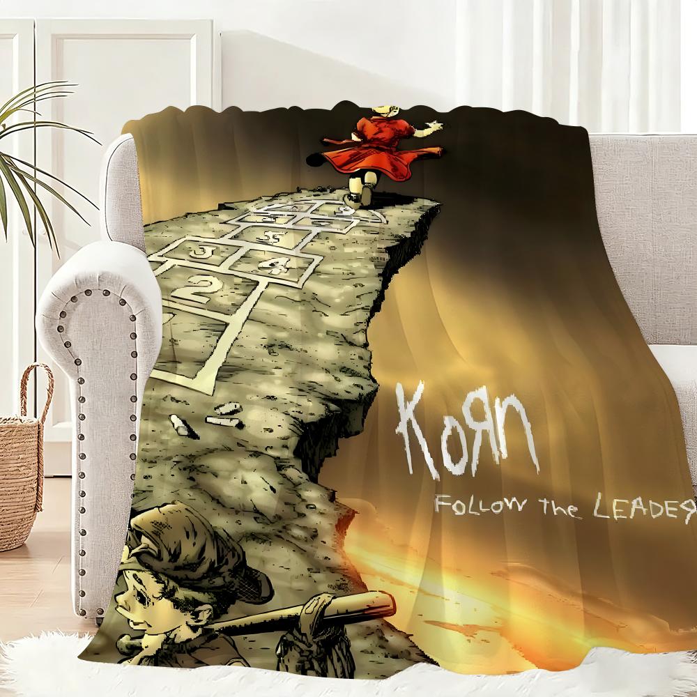 korn Rock Band Music Throw Lightweight 240g Flannel Blanket Soft Skin-friendly for Summer Cooling 75x90cm