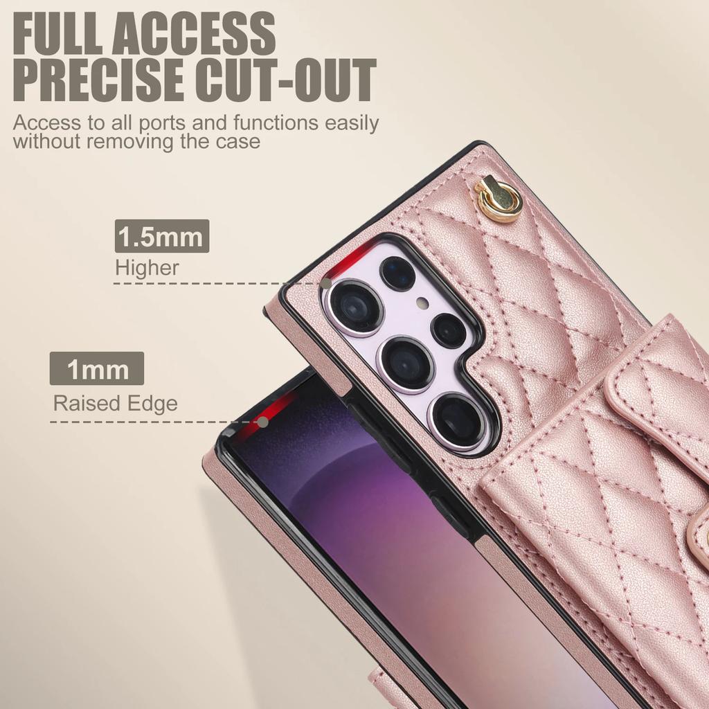 Crossbody Wallet Phone Case for Samsung Galaxy S25 S24 S23 S22 Plus Note 20 Ultra S21 FE A16 A15 A55 A35 A54 Card Holder Cover