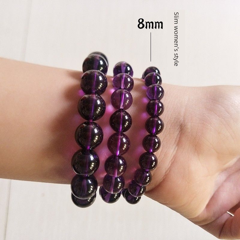 

Натуральный аметист Уругвай, уровень коллекции 9A, браслет для мужчин и женщин, фиолетовый кристальный браслет, парные украшения на удачу, подарок 8mm slim women (send certificate)