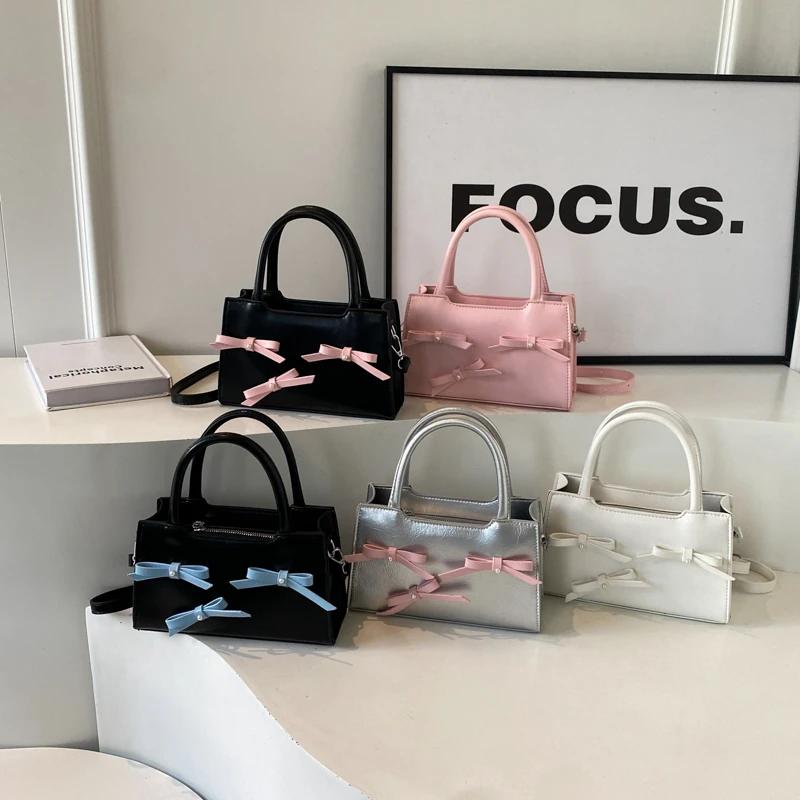Monochromatic PU shoulder bag for women  high-end arc  fashion pearl  crossbody bag
