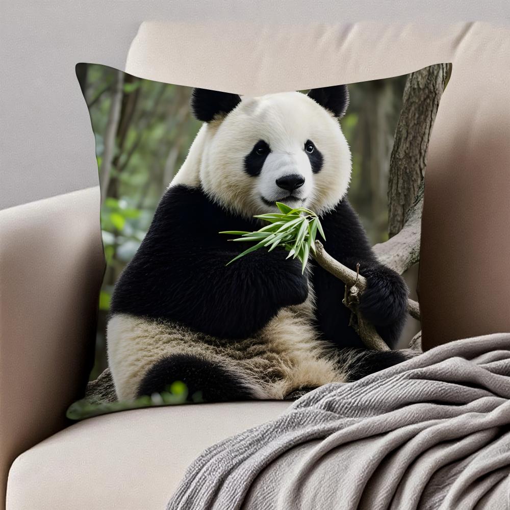 cute Panda Cushion Cover Pillowcase Antidustmite Invisible Zipper Short Plush Sofa Cushion