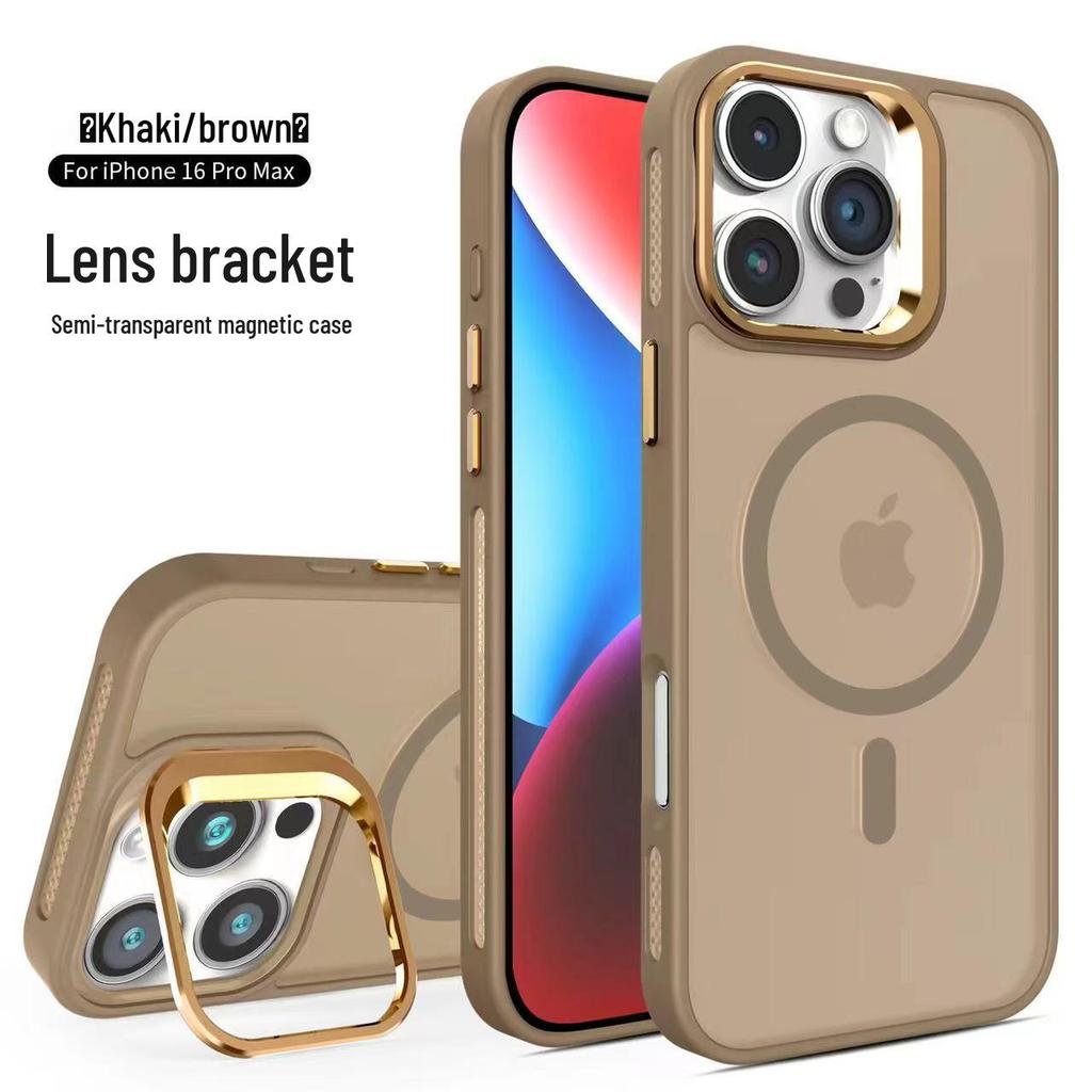 Funda Magnética para iPhone 17 Pro Max con Acabado Mate tipo Piel y Soporte, Compatible con Lente Apple 16/15/13