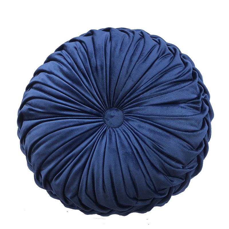 Pernă pentru pernă din catifea de lux europeană, țesătură rotundă, lucrată manual, plisată, cu roți, dovleac, 35 cm