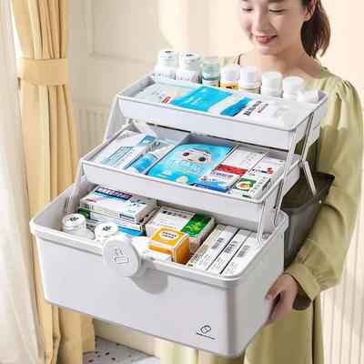 Estojo Organizador de Pílulas de Super Grande Capacidade Kit de Primeiros Socorros Caixa Multicamadas Familiar Para Casa Alça Armazenamento de Medicamentos Recipiente de Plástico