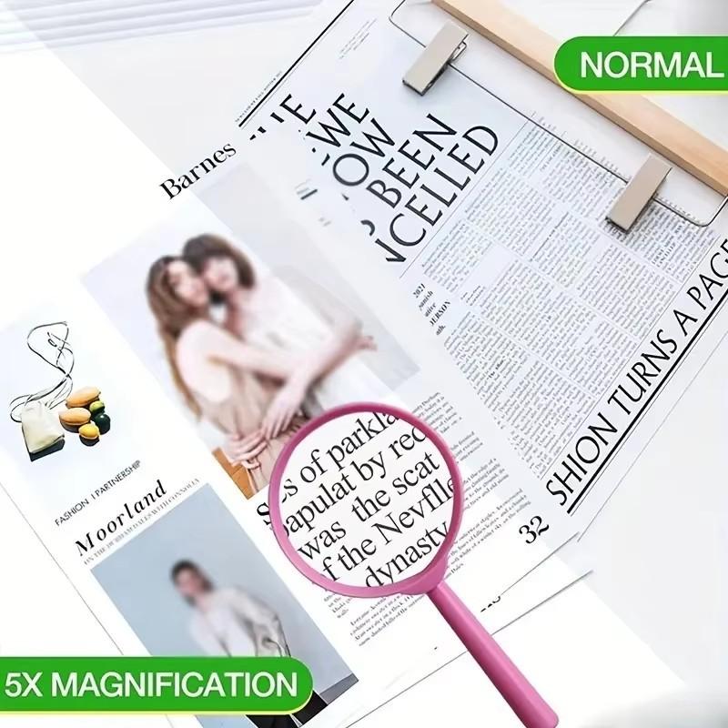 2/5Pcs Children Hand-held Scientific Observation Magnifiers, 4/6cm Multicolor Round Handle Acrylic Magnifiers Optical Instrument