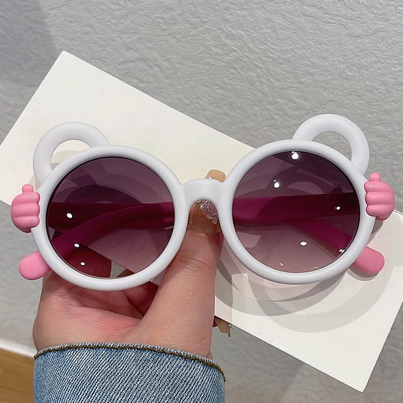 Children's cartoon sunglasses - year-old baby cute little hand sunglasses men and women and children personalized street photography sunshade glasses