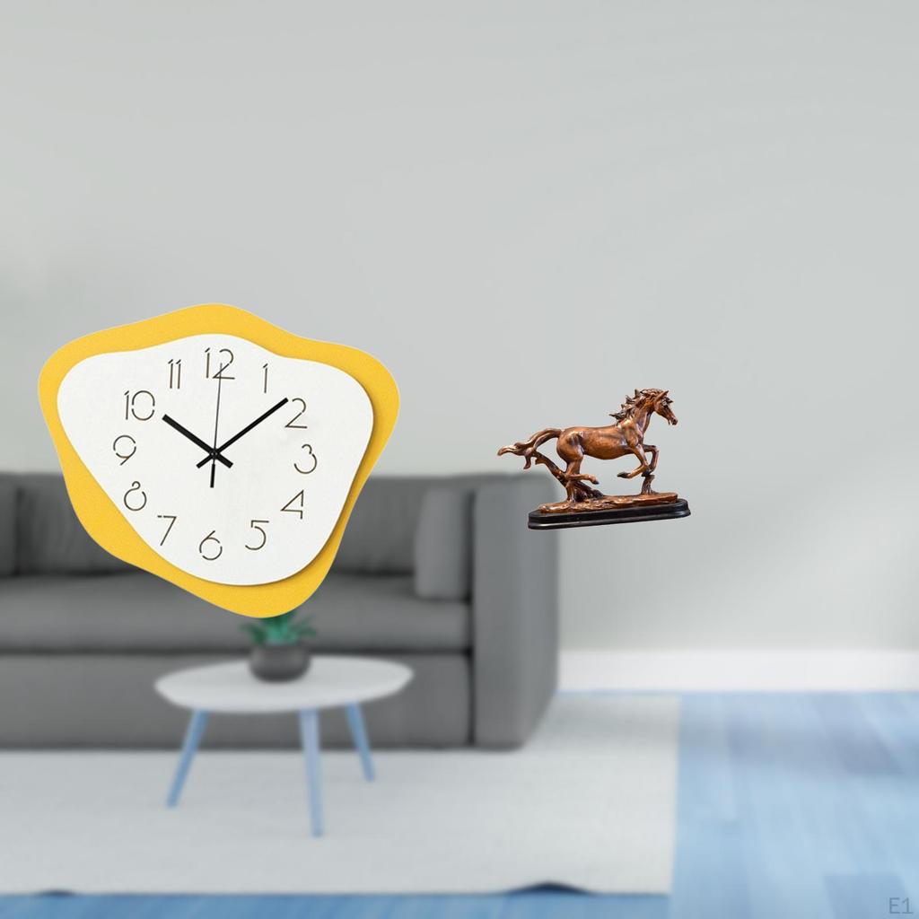 Acrylic Sculpture Wall Clock Figurine Modern Office Ornament Timepiece Silent Horse Statue