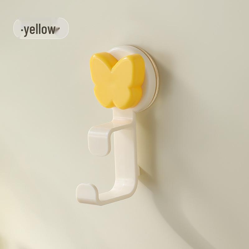 Punch-Free Butterfly Suction Cup Bathroom Hook & Shelf жёлтый