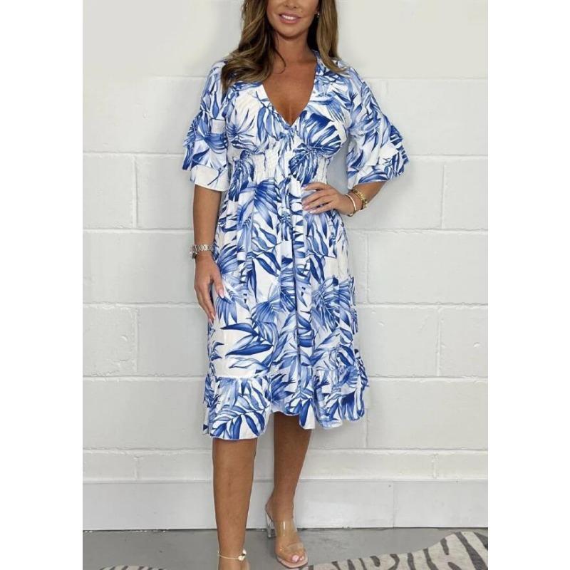 Letní dámské šaty velké velikosti s potiskem, volné ležérní šaty s vysokým pasem