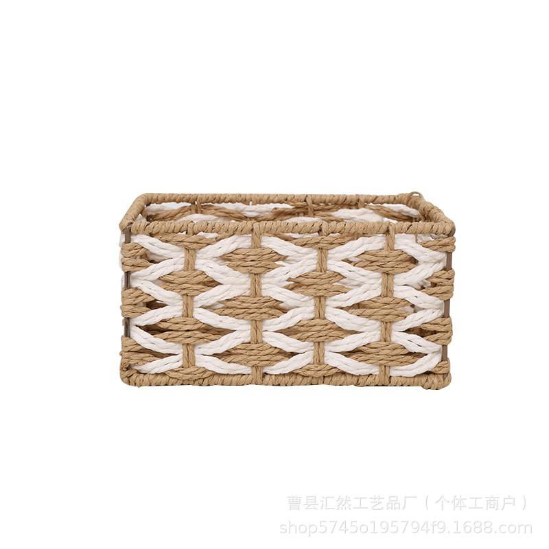 Woven Desktop Storage Organizer Box Dorm Office Living Room Small Medium Large Set