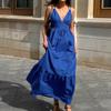 Summer New V-Neck Halter Suspender Sexy Temperament Casual A-Shaped Skirt Long Skirt Women