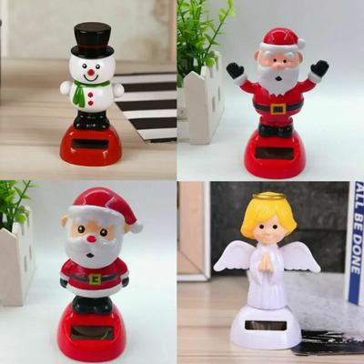 Xmas Fun Solar Powered Flip Flap Car Doll Home Decorative Ornaments Angel Car Cartoon Shaking His Head Dolls
