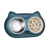 Pet Double Bowl: Stainless Steel Slow Feeder & Water Dispenser for Cats and Dogs