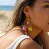 Exaggerated Multi Shell Pendant Hoop Earrings for Women Boho Colorful Conch Starfish Dangle Earring Summer Beach Party Jewelry