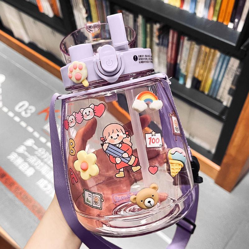 Plastic Water Cup Large Capacity Big Belly Cup Cup Ins High Value Water Cup with Straw Portable Cup
