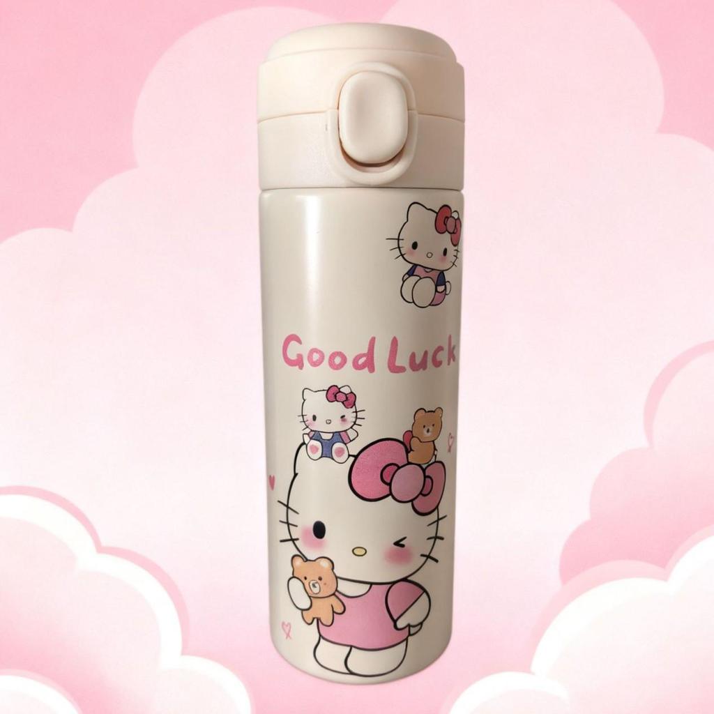 Popular 3D Printed Cartoon KT Cat Stainless Steel Thermos Flip-Top Cup for Women and Kids