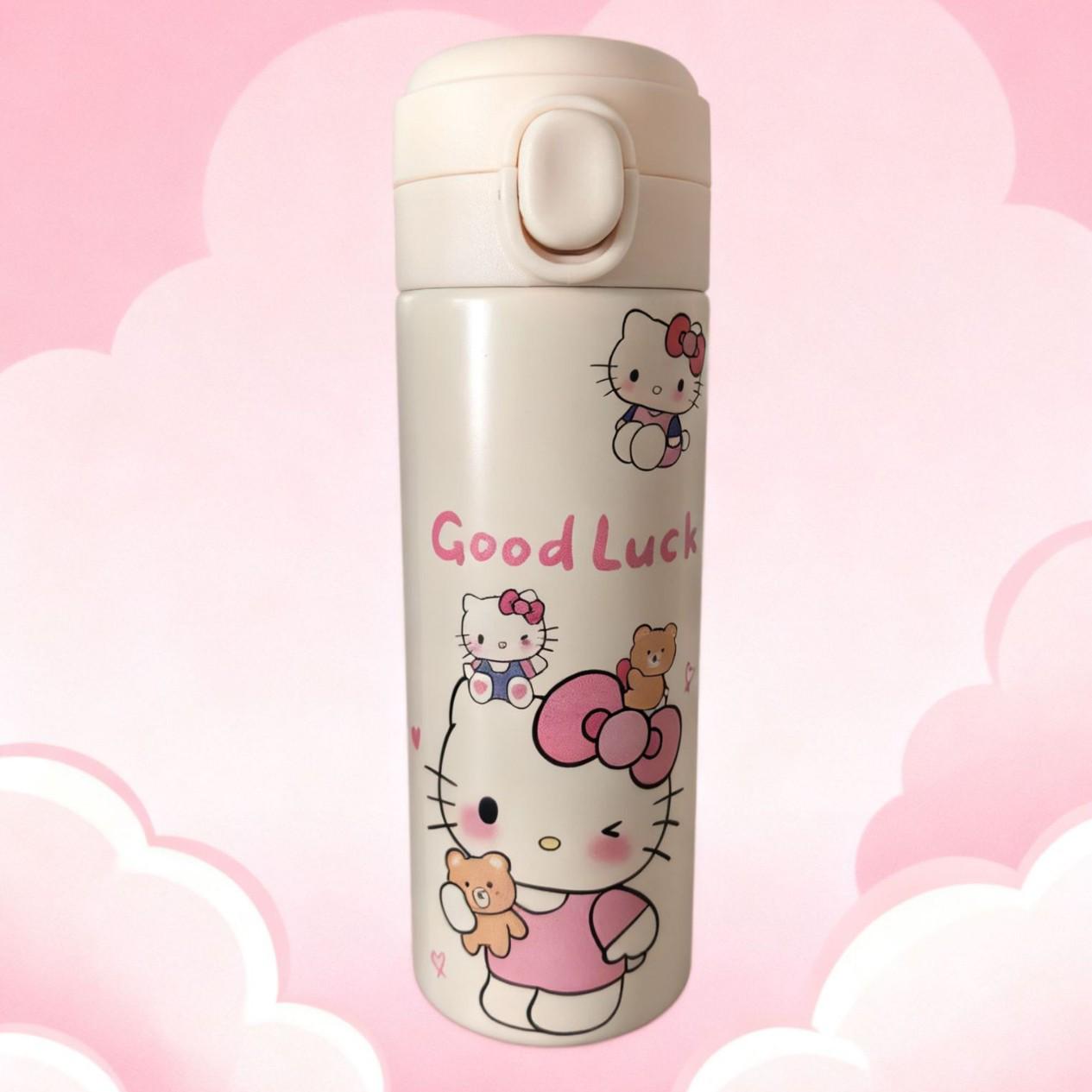 Popular 3D Printed Cartoon KT Cat Stainless Steel Thermos Flip-Top Cup for Women and Kids 420ml