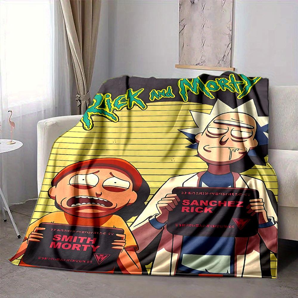 

1pc Rick Morty Flannel Throw Blanket Lightweight Soft Warm All Season Blanket for Sofa, Bed, Travel,L1028098 80x120cm