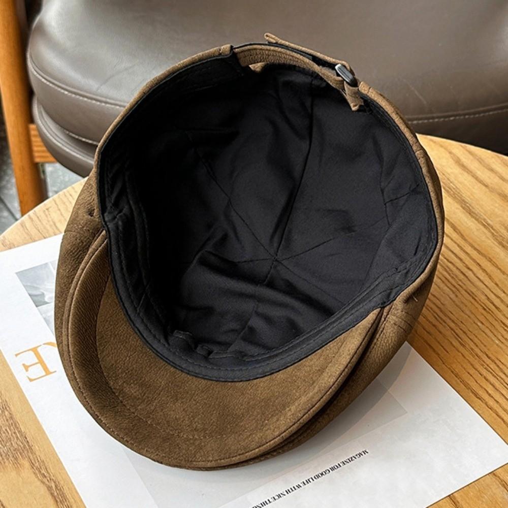 Casual Retro Forward Hat Adjustable Imitation Suede Newsboy Cap Classic British Hat Autumn Winter Wear