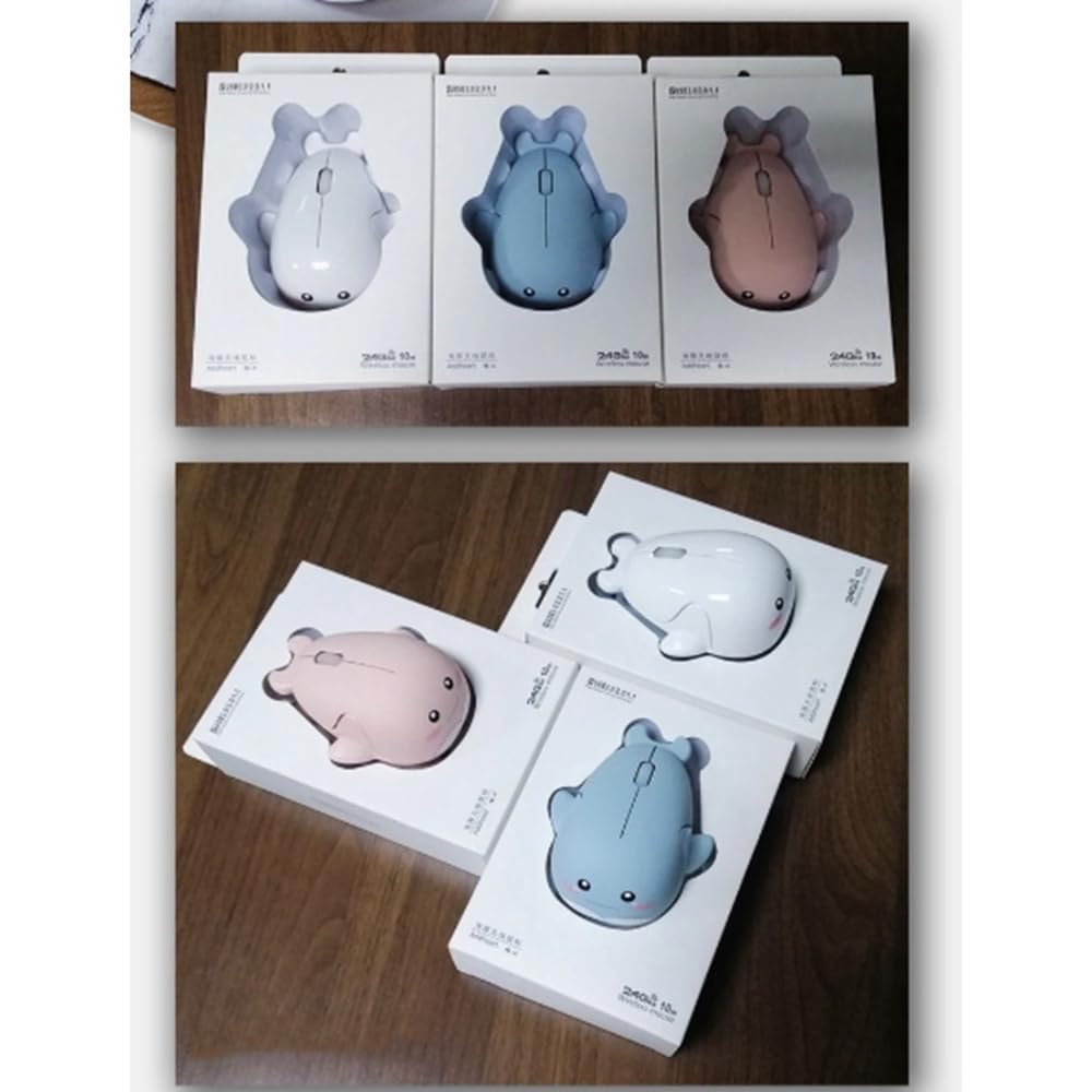 Pink Wireless Cute Animal Smooth for Women and Compatible with and MacBooks Dolphin-Shaped Mouse, 2.4GHz USB, Optical, Design, Touch, Compact,