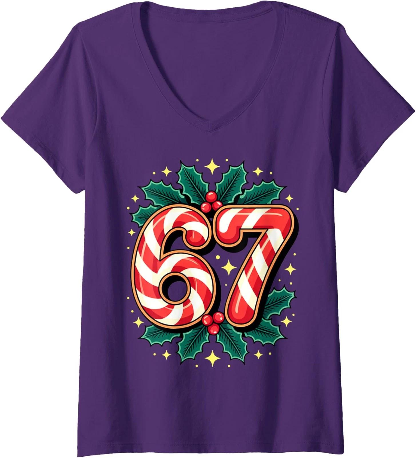 

Meme 67 Six Seven 6 7 Black History Support People Ladies V-Neck Tshirt L