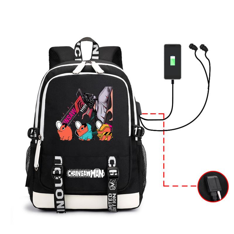 Animation, Chainsaw Man, Peripheral Backpack Usb Large-Capacity Computer Bag, Youth Schoolbag Chainsaw man backpack