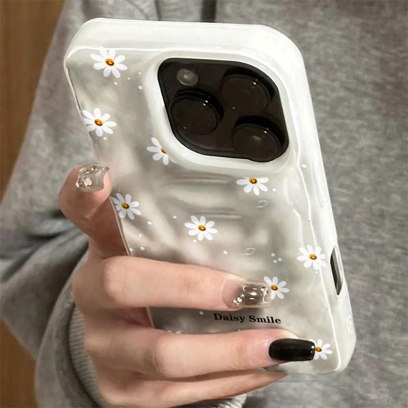 Daisy Flower Candy Color Phone Case For iPhone 15 Pro Max 16 17 14 13 Pro Max 13 12 11 Plus Soft ShockProof Fashion Luxury Funda