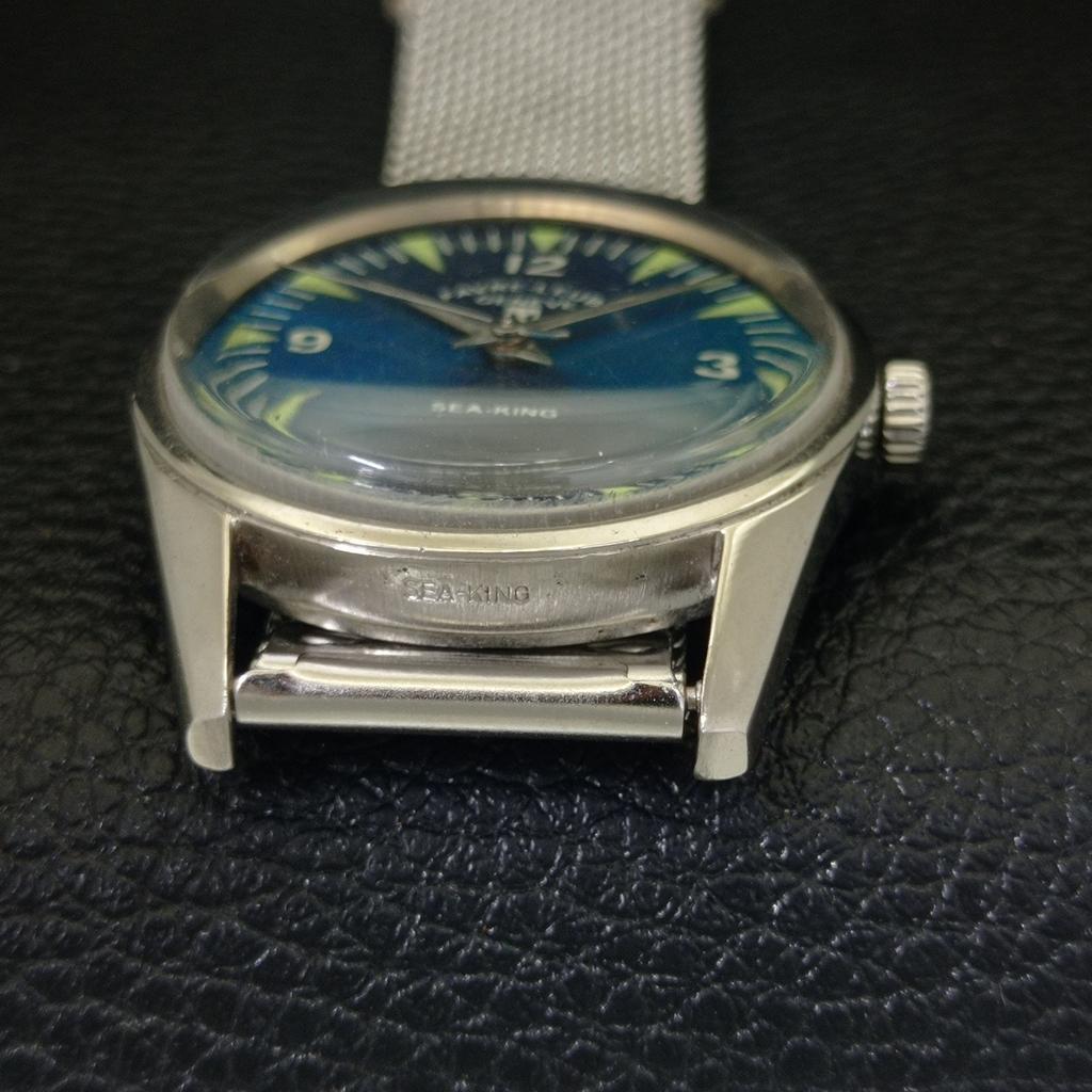 VINTAGE FAVRE LEUBA SEA KING HAND-WINDING SWISS MENS BLUE DIAL WATCH a703816-1 R213f-a703816