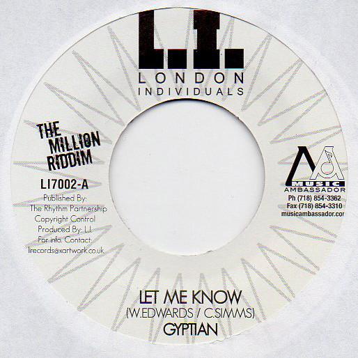 7inch Record GYPTIAN / P. - Let Me Know / My Darling  LI7002 London Individu UK Reggae, Ska & Dub Used