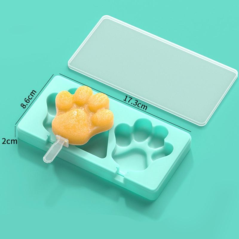 Silicone Popsicles Molds 4 Cavities Foot Shape Ices Cream Mold Freezers Ices Mold Cake Candy Mold with Lids & Stick
