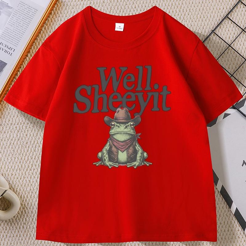 Well Sheeyit Country Western Frog TShirt Vintage Western Toad Tshirt Adult Humor Short Sleeve T Shirts Funny Graphic Tshirts S