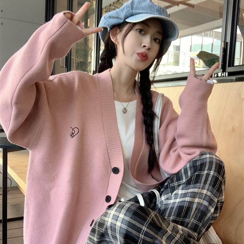 Women's clothing autumn new lazy style loose and thin versatile small fashion versatile sweater knitted jacket