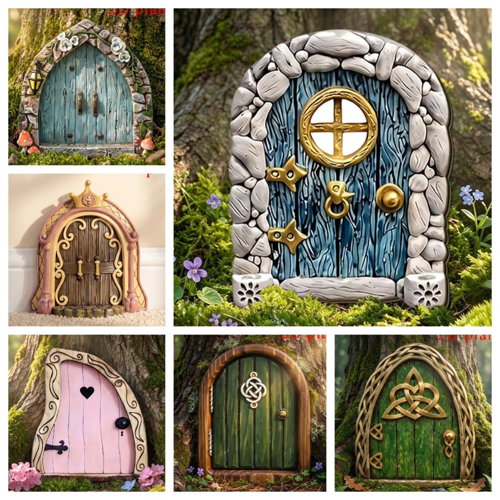 Fairy-tale Cottage Wooden Door, Garden Wall Decorations, Corner Ornaments, Courtyard Landscaping, Miniature Landscape, Atmosphere Effect