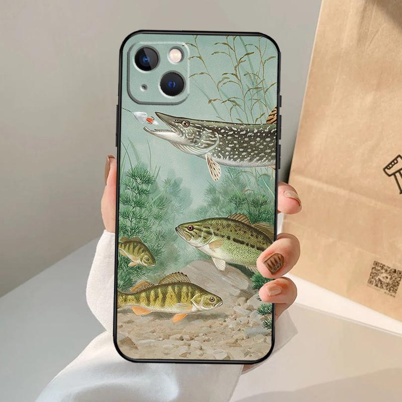Art Fishing Lure Phone Case For iPhone 17 Air 16 15 14 13 12 11 Pro Max 12 13 Mini 15 16 Plus 16e Cover Coque