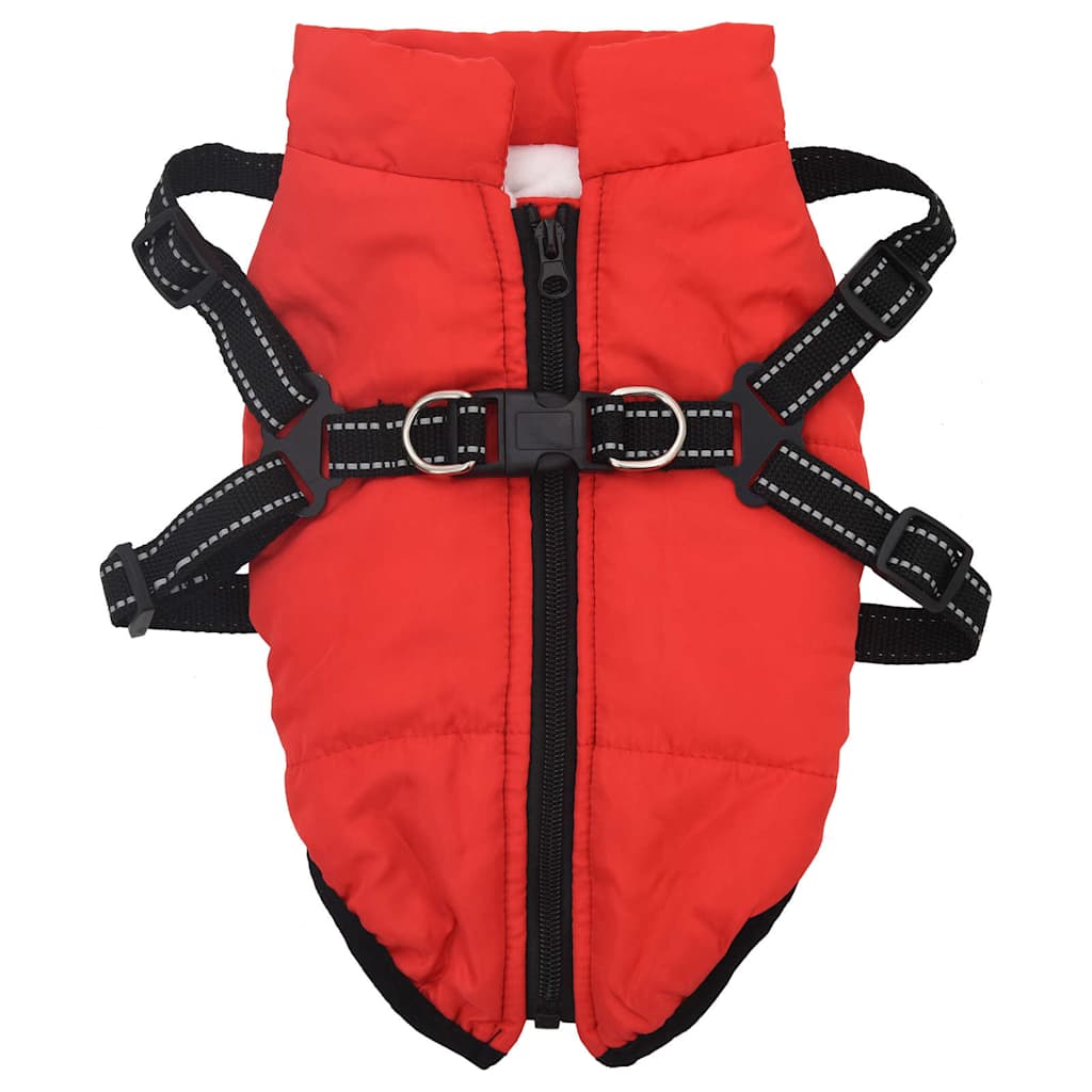 Waterproof Reflective Red Dog Coat with Integrated Harness Size L36