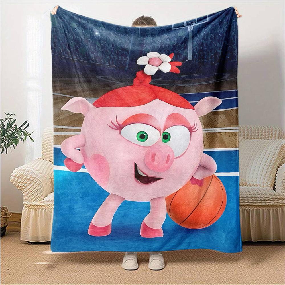 1Pc Cute Cartoon Character KikoRiki Blanket Soft Comfortable Polyester Blanket All Season Warm Throw Bedroom Office Outdoor Use Perfect Christmas Gift