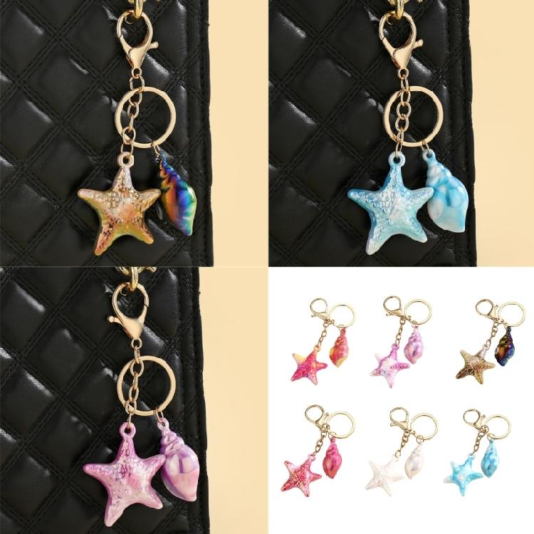 Stylish Beach Inspired Shell Keychain Conch Starfish Star Pendant Keyring Charm Fashionable Sea Inspired Jewelry