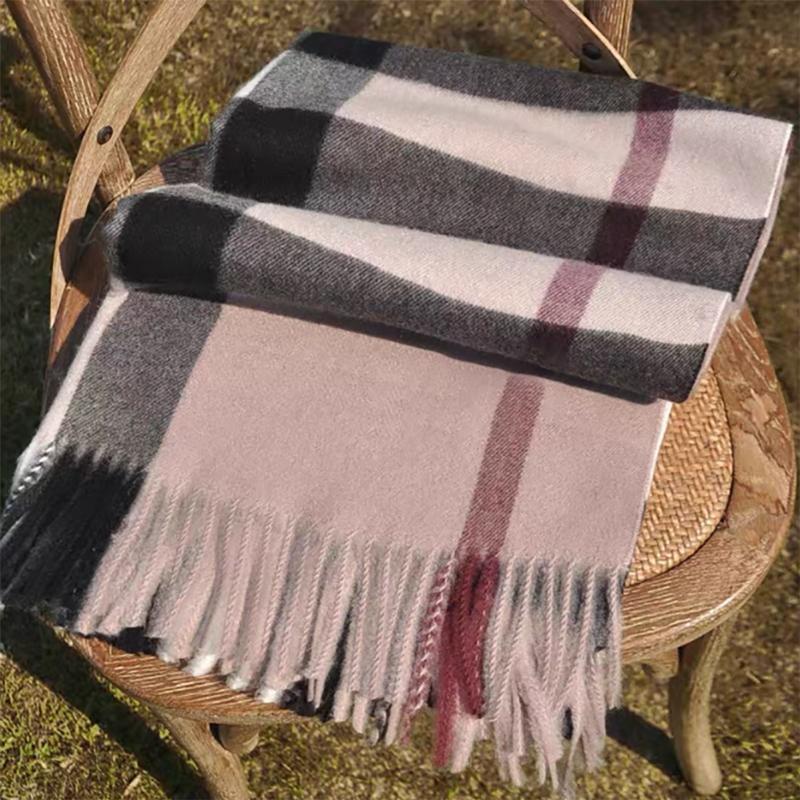 Pamwallymensa Women's Scarf Winter Luxury Brand Tippet Scarves for Ladies Plaid Shawls Warm British Style Thicken Man