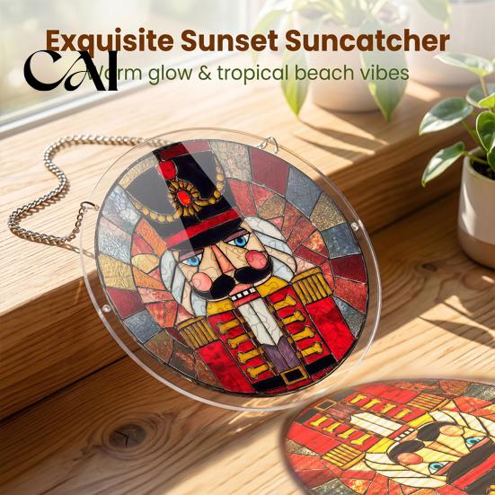 Stained Glass Window Art Christmas Acrylic Puzzle Suncatcher, Holiday Tree Snowman Stockings Red Bird Sun Catcher Suncatcher Kit for Adults,