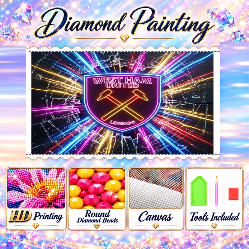 West Ham United Football Diamond Painting Kit 5D Full Drill DIY Diamond Mosaic Wall Art Home Decor