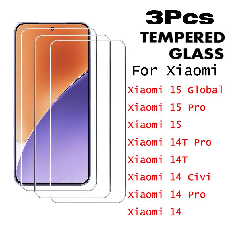 3ks Sklo s plným krytím pro Xiaomi 15 Global Pro 14T 14 Civi Ochranné sklo na displej