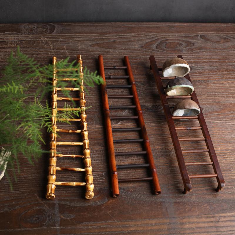 Bamboo Ladder Cup Holder Drainer Creative Bamboo Cup Holder Tea Accessories Bamboo Art Tea Cup Holder