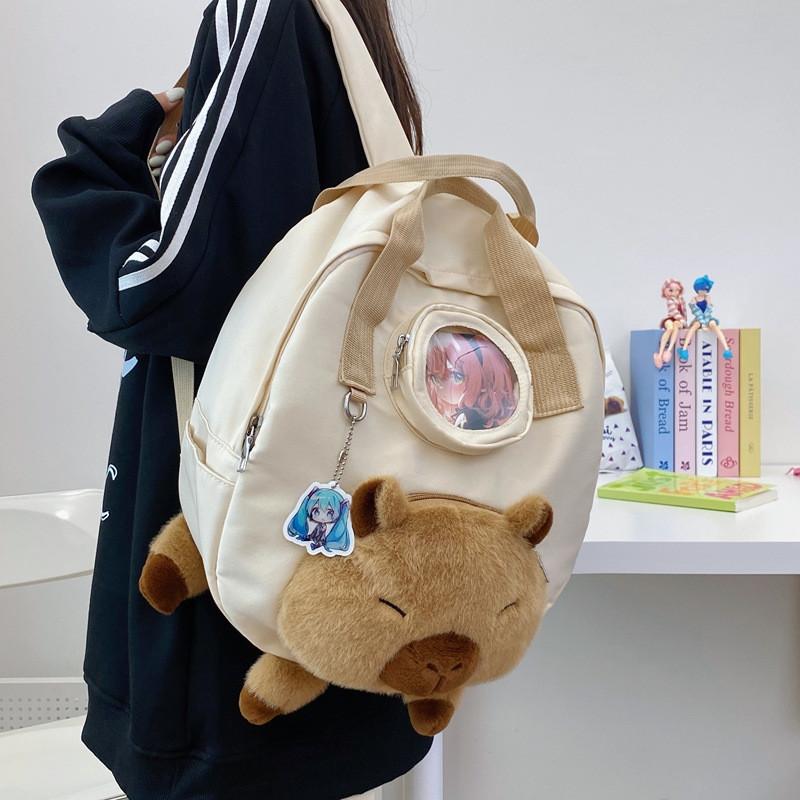 Nylon Capybara Cute Student Backpack Embroidered Multifunctional Kids Storage