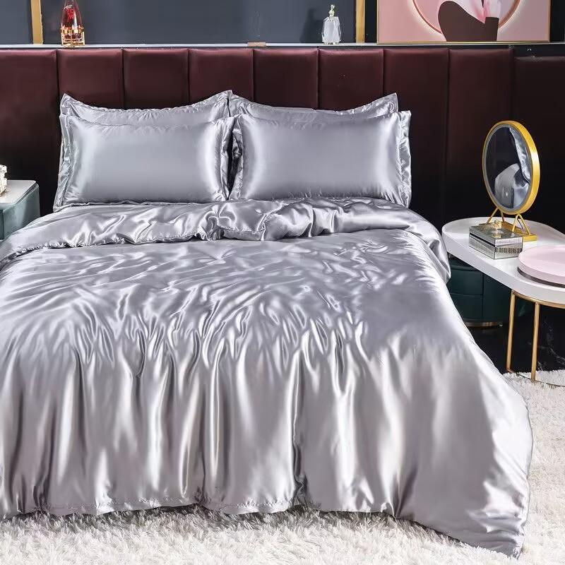 

Luxury Emulation Silky Satin Duvet 1pc Bed Cover for Summer Queen/King Size Quilt Covers Satin Double Bedding(no pillowcase) 2pcPillowcase48x74cm