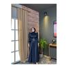 Women's Satin Hijab Evening Dress with Stone Buckle Waist and Flared Skirt
