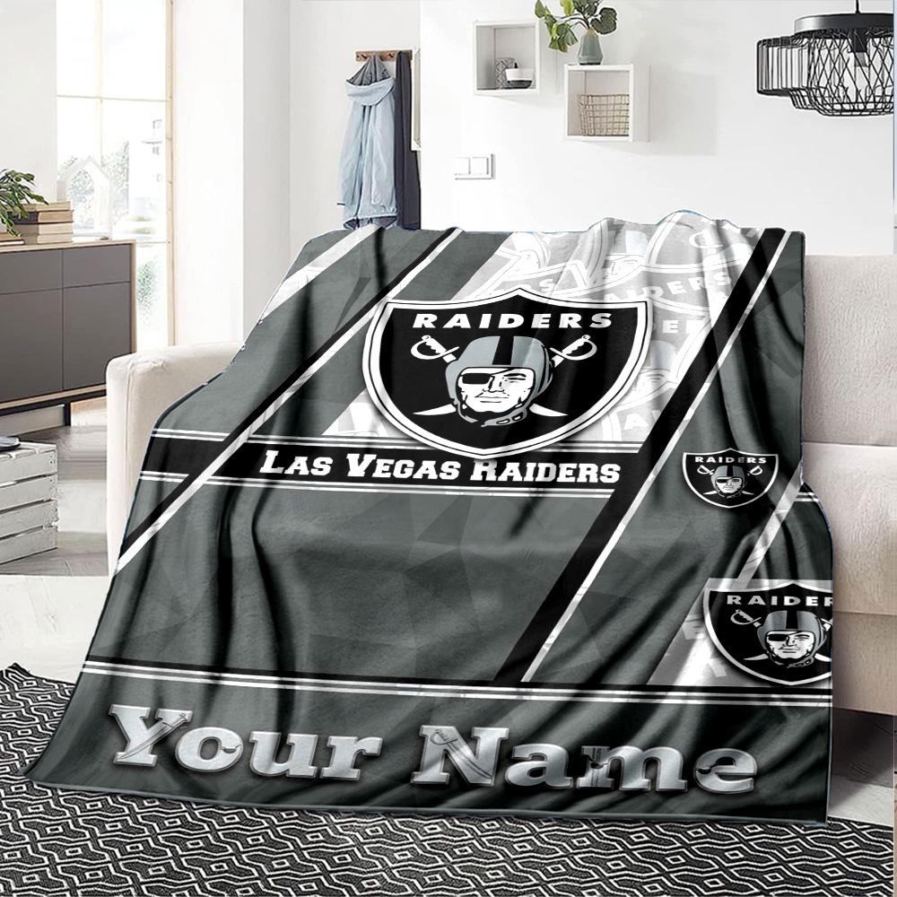 Name Custom Las Vegas Raiders Print Flannel Blanket High Quality Warm Comfortable Cover for All Seasons Perfect for Gifts Home Decor