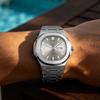 Fashion Men's Quartz Watch Silver Simple Square Dial Stainless Steel Luminous Hands Date Week Waterproof Watch Relogio Masculino