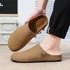 Luxury Leather Half Shoes for Men Black Mules Backless Loafers Slippers Semi-Drag Casual Shoes Male Slides Outdoor Slip On Flats