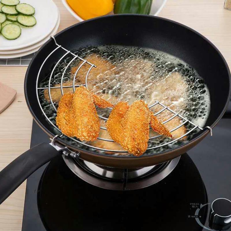 

1PC Stainless Steel Semicircle Heat Insulation Steam Rack Drain Oil Filter Rack Kitchen Gadgets 24cm