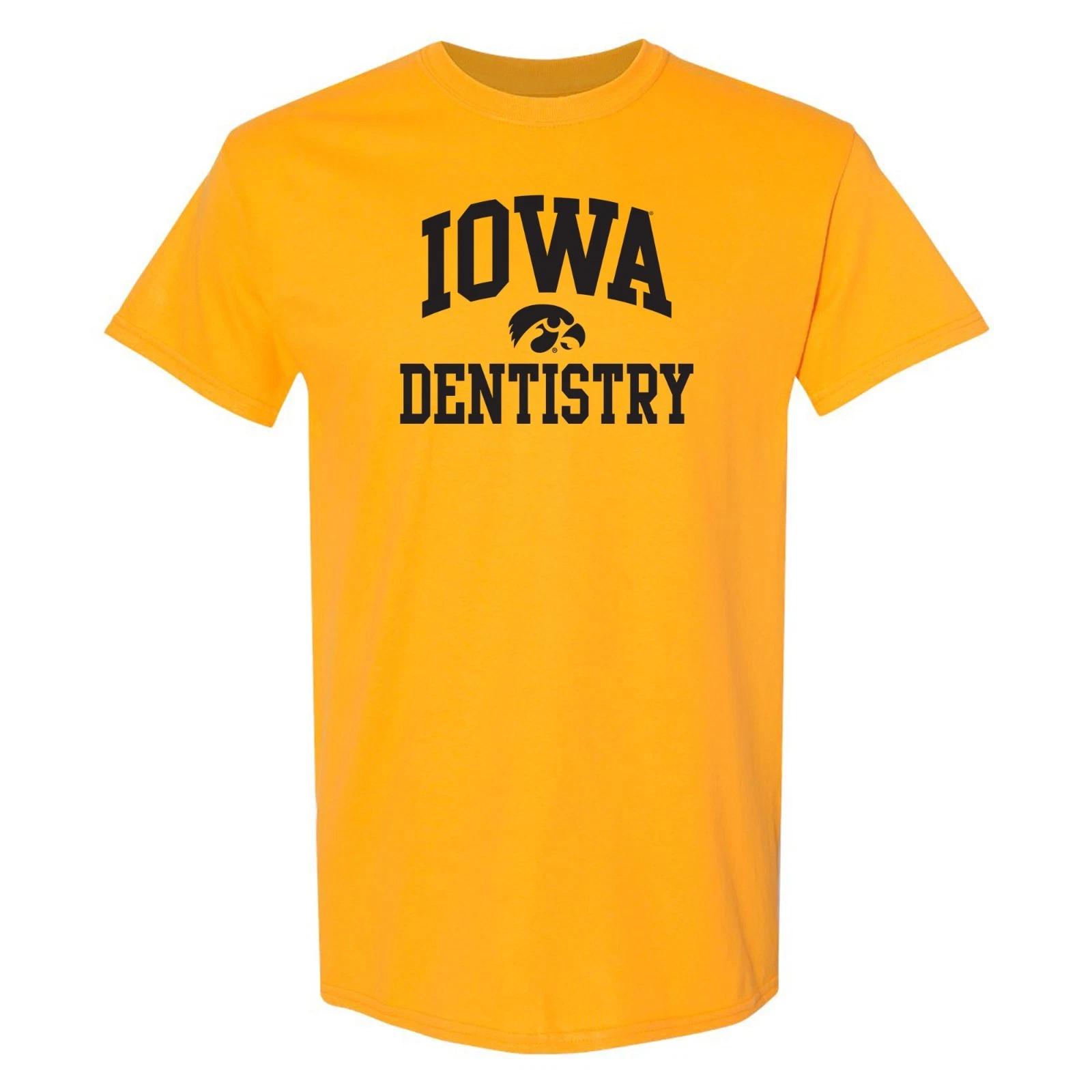 Iowa Hawkeyes Arch Logo Dentistry Department University College T Shirt - Gold 3XL